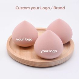 Puff 50pcs Custom Your Own Logo Cherry Peach Soft Sponge Foundation Cosmetic Puff Wet Dry Use Beauty Makeup High Elastic Powder Tool