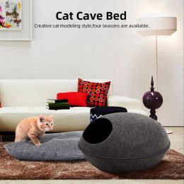 Mats Pet Cat Bed Cave Sleeping Bag Eggshaped Felt Zipper Cat House Detachable Cat Bed Cat and Dog Animal Bed Mat Pet Supplies