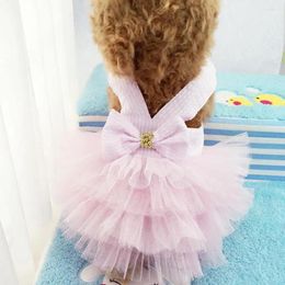 Dog Apparel Striped Elegant Bowknot For Small Medium Pet Spring/Autumn Clothing Lace Clothes Cat Dress Skirt