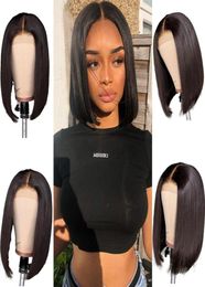 Ishow Straight 26 Swiss Lace Front Wigs Short Bob Wig Virgin Human Hair wigs Brazilian Indian Peruvian for Women All Ages 814inc402221269