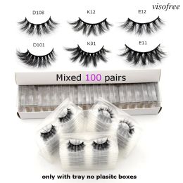 Eyelashes 100Pairs/Pack Visofree 3D Mink Lashes Wholesale Natural Long Full Strip Eyelashes Makeup Eye Lashes False Eyelashes Lash Vendors