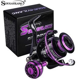 Boat Fishing Rods Sougayilang New 5.0 1 Spinning Reel Max Drag 10Kg 5BB Carp Fishing Reel 2000-5000 Aluminium Spool Spinning Saltwater Wheel Pesca YQ240301