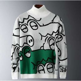 Men's Sweaters Mens Slim Sweaters Autumn Winter Anime Sweater Men Cute Cartoon Pullovers 2024 Casual Turtleneck Knitted Sweaters Mens Clothing