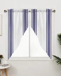 Curtain Navy Blue Stripes Curtains For Bedroom Window Living Room Triangular Blinds Drapes