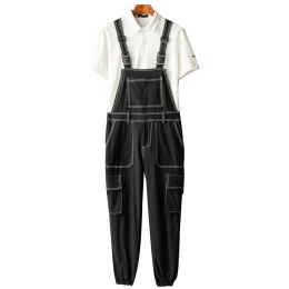 Overalls Men Joggers Bib Overalls Multi Pockets Cargo Pants Adjustable Suspenders Coveralls Summer Jumpsuits