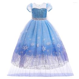 Girl Dresses 3-10Y Flower Girls Dress For Wedding Party Princess Elegant Kids Blue Evening Embroidery Lace Teen