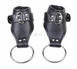 Leather Heavy Suspension Restraint hanging Wrist Hands Arm Binders cuffs harness R566797640