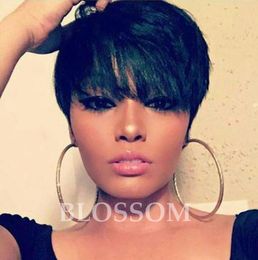 100 Brazilian Human Black Hair Glueless Wig Human None Lace Front Wig Chic Cut Short Wigs Hairstyle Lace Wig For Black Women3633096