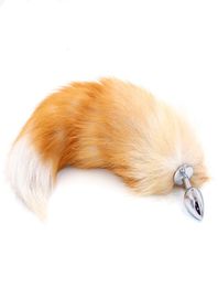 SAIXS Fox Tail Anal Plug With Big Real Crystal Fox Tails Metal Butt Plug Couple Sex Toys Erotic Cosplay Tail Drop Y1910288543412