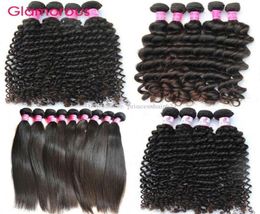 Glamorous Brazilian Hair Weaves 5 Bundles 100 Virgin Human Hair Deep Wave Curly Straight Natural Wave Unprocessed Brazilian Hair 91642332