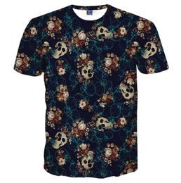 Mr 1991inc Skulls Fashion T Shirt Men039S 3d Tshirt Short Sleeve Shirt Funny Print Many Skull Flowers Asia Size M to 4XL7001845