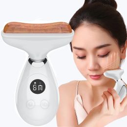 Device 9 Gears Electric Red Light Bian Stone Scraping Board Heat Vibration Face Massager Facial Lifting Relaxation Guasha Device