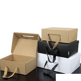 Other Event & Party Supplies 50Pcs/Lot White/Black Kraft Paper Gift Box Childrens Shoe Portable Case Women Men 4 Size Custom Logo Drop Dhz7Q