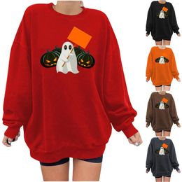 Women's Hoodies Cotton Sweatshirt Pumpkin Head Printed Hoodie Drop Shoulder Round Neck Zip Up Jackets For Women No Hood