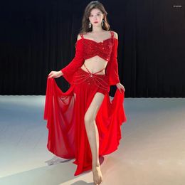 Stage Wear Belly Dance Top Skirt Set Halloween Outfit Practice Clothes Sexy Women Long Suit Performance Oriental Costume