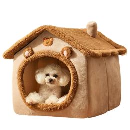 Pens Dog House Kennel Bed Pet Warm Nest Cat Bed Warm Cat House with Removable Cushion Sleeping Cave for Cats Puppies Pet Tent Soft