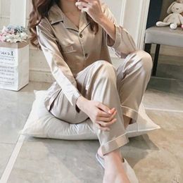 Designer Women's Sleepwear Satin Silk Pyjamas For Women Summer Pyjamas Home Clothes Nightwear Pyjama Set Long Nightgown Plus Size SleepwearWomen's designer5RP2
