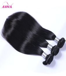 Brazilian Straight Virgin Hair Weave Bundles 34Pcs Lot Unprocessed Brazillian Remy Human Hair Extensions Natural Black Colour Can 8591140