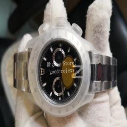 Crystal Watch Chrono Watches Men V4 Version Men's Automatic Cal 4130 Movement Chronograph KIF Shock Absorber Black White 904L327Z