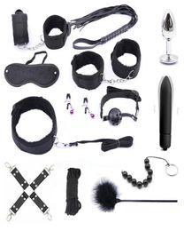 13PCS Set Adult Products Stimulate Bondage Restraints Sexy Nylon Plush Whip Sex Handcuffs Metal Anal Plug BDSM Unisex Sex Toys Y23472856