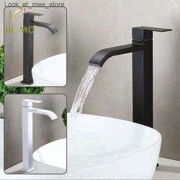 Bathroom Sink Faucets Black stainless steel single cold water faucet black paint operation bathroom basin faucet high faucet Q240301