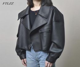 Women039s Leather Faux FTLZZ Jacket Female Autumn Winter Coat Plus Size Big Oversized Pu Moto Women Biker Lady Casual Outwear1638146