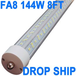 8FT LED Bulbs, Single Pin Fa8 Base, 144W (300W Equiv.), 6500K Daylight, 18000LM, 8 Foot T8 T10 T12 LED Tube Lights, 96'' LED Replacement Fluorescent Light,Cabinets crestech