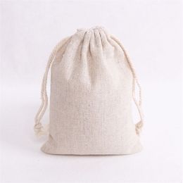 50pcs lot Natural Colour Cotton Bags 8x10 9x12 13x18cm Drawstring Gift Bag Pouches Muslin Candy Gifts Jewellery Packaging Bags T20060294y