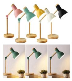 Table Lamps Stylish Wooden Iron LED MultiJoint Reading Lamp Task Light Flexible 3W Nordic Folding Desk Bedroom Eye Protection1188235