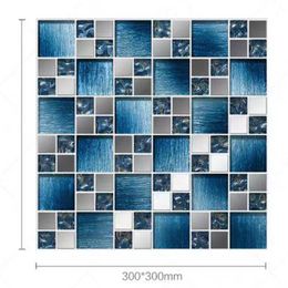 Square Glass Mosaic sheets, Making Creative blue Glass Mosaic Pieces with metal piecse mixed for DIY Craft,home decorative, Vases, Garden Decor Mosaic Making Supplies