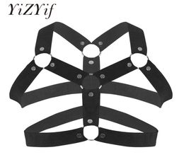 YiZYiF Gay fetish harness men arnes hombre Elastic Shoulder Muscle Chest Harness Belt Fancy Club Party Costume Strap Men6678226