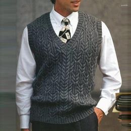 Men's Vests 2024 Spring Mens Casual Knitting Tank Tops Fashion Solid Color V Neck Sleeveless Sweater Vest Men Business Office Knitwear
