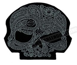 Cool Skull Flower Silver Motorcycle Patches For Vest Jacket Embroidery Punk Biker Patch DIY Cloth Patch Applique Badge 3021459