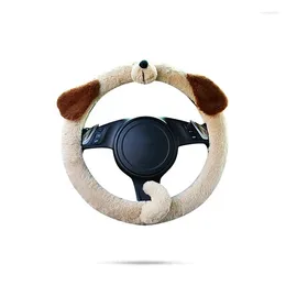 Steering Wheel Covers Cute Beige Bear Animal Shape Microfiber Soft Flannel Material Heated Cover For Cars