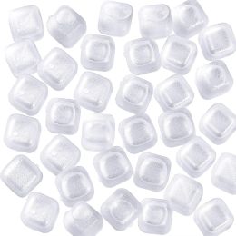 Tools 20Pack Reusable Ice Cubes for Drinks Refreezable Plastic Ice Cubes Chills Drinks Without Diluting Washable Fake Ice Cubes