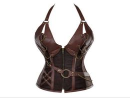 Whole Plus Size S6XL Sexy Deep V Neck Halter Steampunk Corsets and Bustiers XL XXL XXXL 4XL 5XL 6XL Thong Women Lingerie6723627