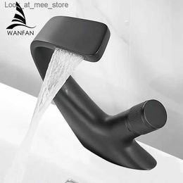 Bathroom Sink Faucets Pot style faucet matte black modern bathroom mixer faucet brass washbasin faucet single handle single hole elegant crane 855818 Q240301