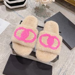 Designer Women Slipper fluffy woman Sliders fashion sandal woolskin sandal house Winter fur Slide tazz Casual Shoe man flat fuzzy outdoors