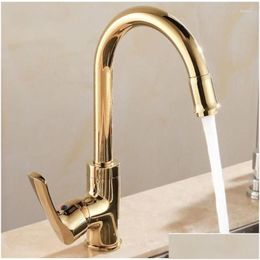 Kitchen Faucets Gold Single Handle Tap Hole Swivel Rotation Water Mixer Drop Delivery Home Garden Showers Accs Dhdbl