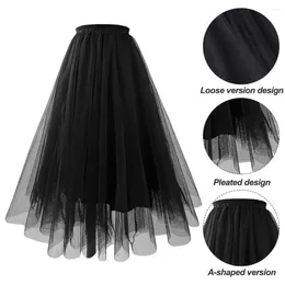 Skirts Gauze Women Skirt Elegant Women's High Waist Mesh Pleated A-line Maxi Tulle For Prom Summer