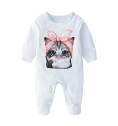 INS Baby Brand Clothes Baby lovely cat Romper Cotton Newborn Baby Girls Boy Spring Autumn Romper Kids Designer Infant foot wra1884502