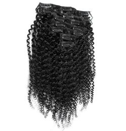 7pcs Mongolian Afro Kinky Curly Clip Ins Human Hair 100G African American Afro Kinky Hair Clip In Extensions 16quot 18quot 206067334