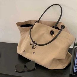 HOT An B Letter Print Shopping Bags Large Capacity Tote Bag Women Vacation Cotton Hemp Canvas Designer Bag Shoulder Bags Handbag 230420