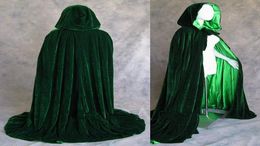 Green Cloak Velvet Hooded Cape Mediaeval Renaissance Costume LARP Halloween Fancy Dress8869639