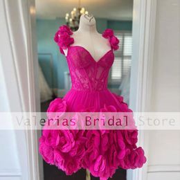 Party Dresses Pretty Pink Cocktail Dress Handmade 3D Flower Lace Formal Mini Skirt Custom Made Graduation Sexy Short Gowns