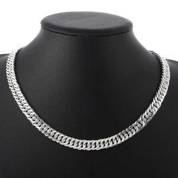 Hot fine Width 6MM chain 14K White Gold Necklaces for Women Men Charm fashion Jewellery wedding Party Holiday gift 50-60cm