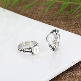 DY Pearl Ring for Women Wedding Rings Engagement Station Cable Collection Vintage Dy Jewellery Gift Band