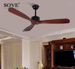 Electric Fans 52 Inch Industrial Vintage Ceiling Fan Without Light Wooden With Remote Control Simple Home Fining Room Loft Fan16655993