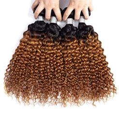 Deep Wave Indian Virgin Human Hair Dark Blonde Ombre Weaves 34 Bundles 1B30 Deep Curly Ombre Hair for Black Women3933404