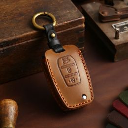 Leather Car Key Case Cover Fob Holder for SsangYong Kyron 2 Sanka Actyon Keychain Shell Keyring Protection